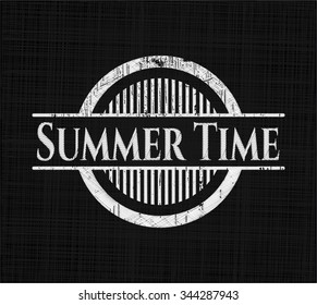 Summer Time chalkboard emblem written on a blackboard
