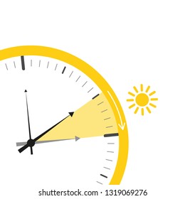 summer time change for daylight saving with sun on white background vector illustration EPS10