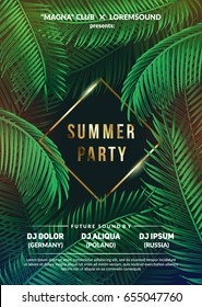 "Summer Time" club party poster. Trendy Tropic background design.. Eps10 vector.