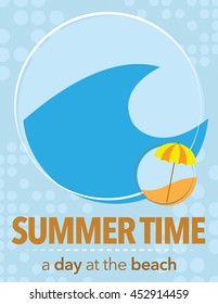 Summer time collage with wave and umbrella