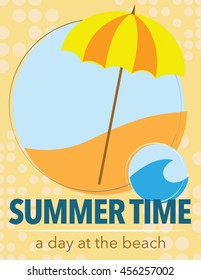 Summer time collage with wave and umbrella