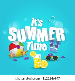 summer time. colorful beach and summer elements. vector illustration