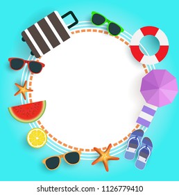 summer time. colorful beach and summer elements.