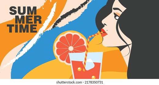 It's summer time. Colorful vector banner.