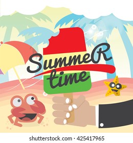Summer Time Concept Banner Vector Illustration