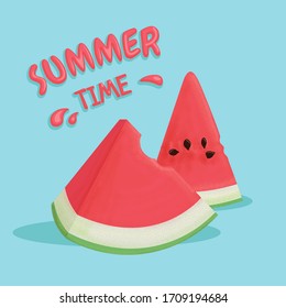 Pancarta concepto del verano con sandía en estilo dibujado a mano. Fondo de frutas
