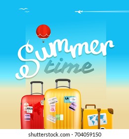 Summer time concept with color handbags