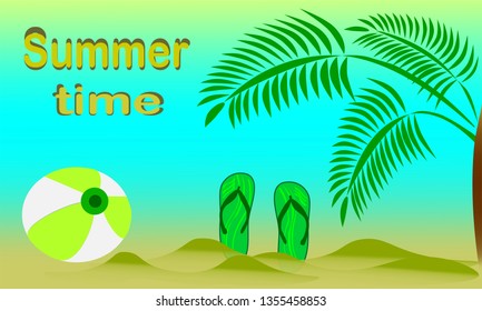 Summer time concept, Summer holidays, relax on the beach, poster, banner, card, flyer.