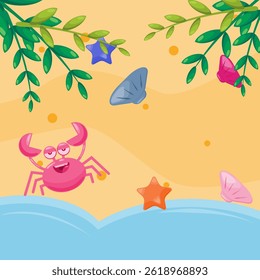 Summer time with crab in the beach