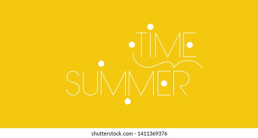 Summer time - creative drawn lettering on yellow background. Flat vector illustration for greetings, cards, party invitations, seasonal design and decoration, posters, flyers, banners, prints, web.