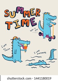 summer time crocodile vector design