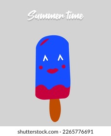 Summer time cute melting popsicle vector colorful design 