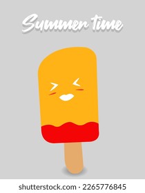 Summer time cute melting popsicle vector orange colorful design  