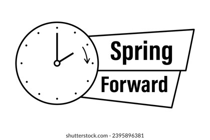 Summer time. Daylight saving time. Spring forward clock vector icon.