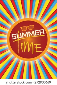 Summer time design over colorful background, vector illustration.