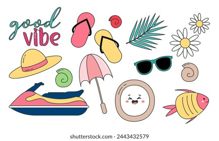 Summer time doodle beach holiday element
