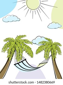 Summer time doodle card. EPS 10 vector illustration without transparency.