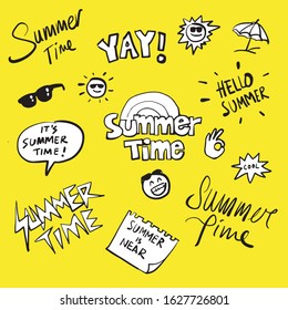 Summer time doodle hand drawn pattern vector illustration