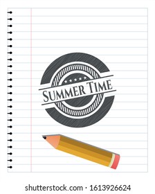 Summer Time draw with pencil effect. Vector Illustration. Detailed.