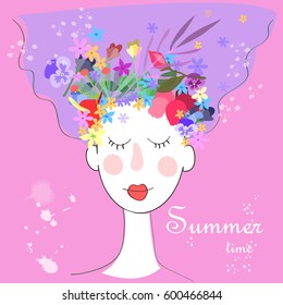 Summer time dreaming lady with floral crown