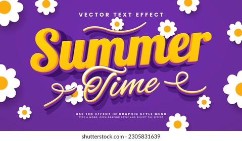 Summer time editable text style effect. Vector text effect, with summer season event.