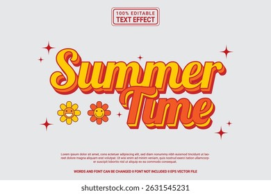 Summer Time Editable Vector 3D Text Effect – Playful and Modern Typography Cartoon Style for Poster, Branding, Social Media