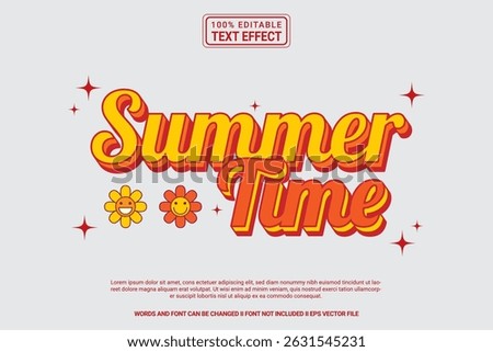 Summer Time Editable Vector 3D Text Effect – Playful and Modern Typography Cartoon Style for Poster, Branding, Social Media