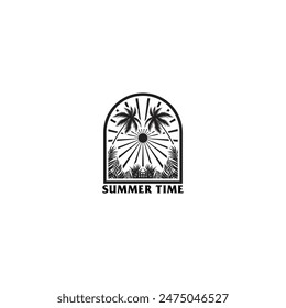 Sommerzeit-Emblem oder Logo oder Label oder T-Shirt Vektorgrafik Bild