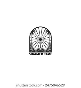 Summer time emblem or logo or label or t-shirt vector image
