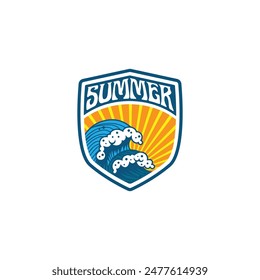 Summer time emblem or logo or label or t-shirt vector image