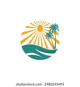Imagen de Vector de logotipo o etiqueta o camiseta de verano