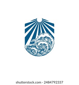 Sommerzeit-Emblem oder Logo oder Label oder T-Shirt Vektorgrafik Bild
