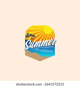 Summer time emblem or logo or label or t-shirt vector image