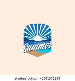 Summer time emblem or logo or label or t-shirt vector image