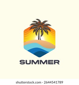 Summer time emblem or logo or label or t-shirt vector image