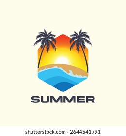 Summer time emblem or logo or label or t-shirt vector image