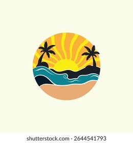 Summer time emblem or logo or label or t-shirt vector image