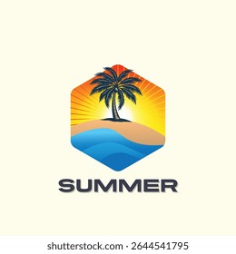 Summer time emblem or logo or label or t-shirt vector image