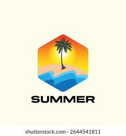 Summer time emblem or logo or label or t-shirt vector image