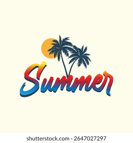 Emblema o logotipo de verano o etiqueta o Imagen de Vector de camiseta