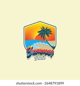 Summer time emblem or logo or label or t-shirt vector image