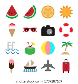 Summer time Flat icons Set