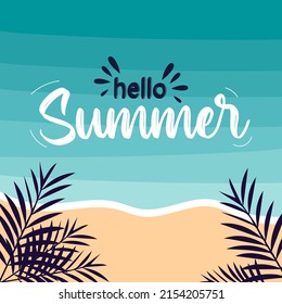 Summer time fun concept design. Creative background of landscape, panorama of sea and beach on sunglasses. Summer sale, post template