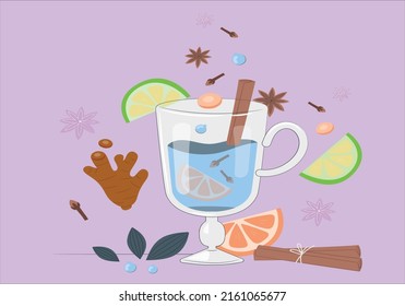 Summer time fun concept design with cocktails. Creative cocktail glass. Summer sale, post template. Cocktail Sex on the beach alcohol drink. Vector illustration.