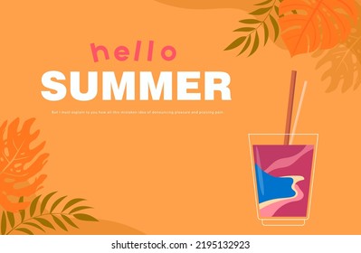 Summer time fun concept design. Hello summer background and banner