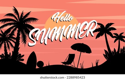 Sommerzeit Spaß Konzept Design. Kreativer Hintergrund der panoramischen Landschaft des Meeres und Strand Sommer-Verkaufsvorlage.