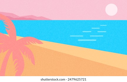 Summer time fun concept design. Creative background of landscape, panorama of sea and beach. Summer sale, post template. Summer time vector banner design withcolorful beach in minimal style
