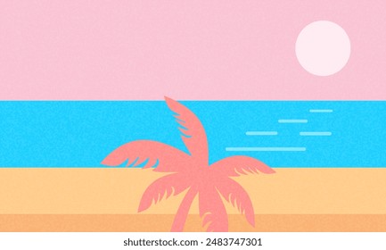 Summer time fun concept design. Creative background of landscape, panorama of sea and beach. Summer sale, post template. Summer time vector banner design withcolorful beach in minimal style