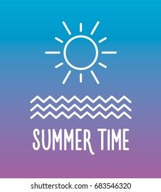 Summer time geometric minimalist badge on a nice gradient background. Vector design