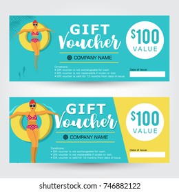 Summer time, Gift voucher template, Vector Illustration